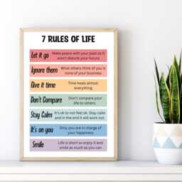 7 Rules Of Life Print, Mental Health Poster, Inspirational Art, Motivational Quote - thumbnail 3