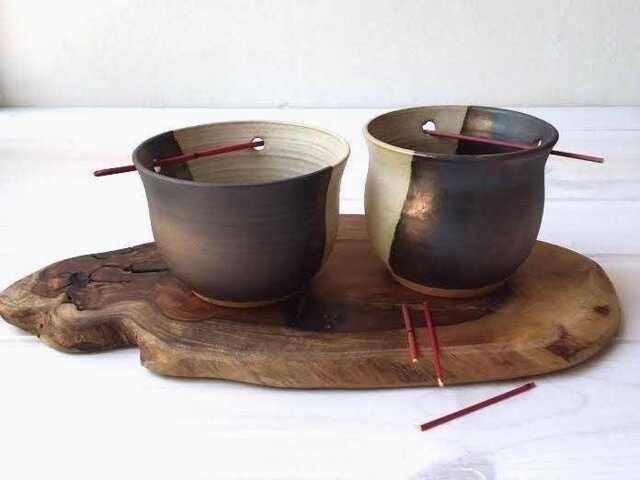 Hanging Pot Planter, Ceramic Succulent Beige Bronze Pot, Plant Pottery Planter - image 1