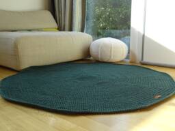 100% Cotton Round Green Nursery Rug, Crochet Floor Carpet, Mat 46 Other Colors & Custom Sizes