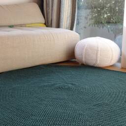 100% Cotton Round Green Nursery Rug, Crochet Floor Carpet, Mat 46 Other Colors & Custom Sizes - thumbnail 2