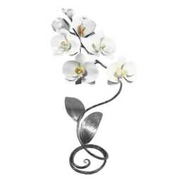 Handmade Orchid Flower Sculpture White & Yellow Anniversary Ornament Romantic Gift Metal Handcrafted Floral Centre Piece Wedding Present - thumbnail 1