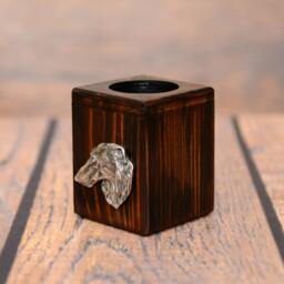 Borzoi, Russian Wolfhound - Wooden Candlestick With Dog, Souvenir, Decoration, Limited Edition, Collection - thumbnail 2