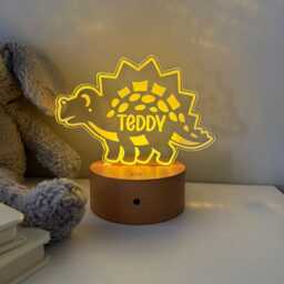 Personalised Dinosaur Night Light - Custom Name Kids Lamp Nursery Led Colour Changing Baby Room Decor Gift - thumbnail 3