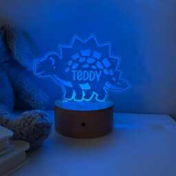 Personalised Dinosaur Night Light - Custom Name Kids Lamp Nursery Led Colour Changing Baby Room Decor Gift - thumbnail 4