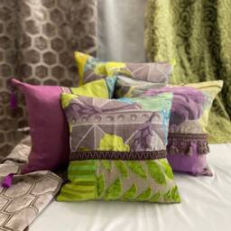 Designers Guild Dujardin Pillow Bohemian Linen Cut Velvet, 16 - thumbnail 2