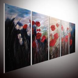 Abstract Metal Flower Painting, Modern Aluminum Sculpture Wall Art - thumbnail 1