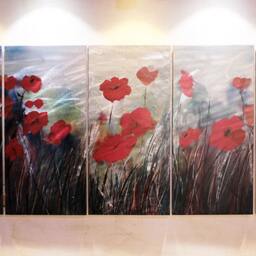 Abstract Metal Flower Painting, Modern Aluminum Sculpture Wall Art - thumbnail 2