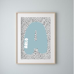 Dalmatian Print, Nursery Girls Boys Unisex Decor, Wall Art, Polka Dot, Personalised Initial Print - thumbnail 2