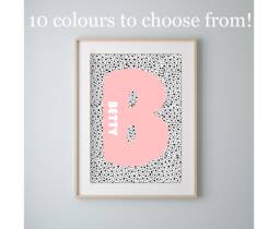 Dalmatian Print, Nursery Girls Boys Unisex Decor, Wall Art, Polka Dot, Personalised Initial Print - thumbnail 1