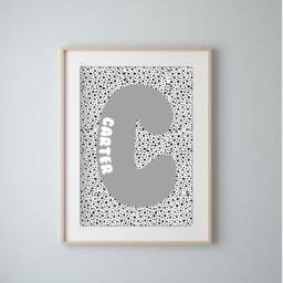 Dalmatian Print, Nursery Girls Boys Unisex Decor, Wall Art, Polka Dot, Personalised Initial Print - thumbnail 3