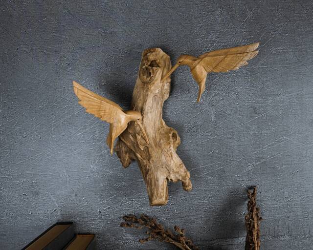 Driftwood Hummingbird Wall Decor Wood Bird On Tree Statue 8 - image 1