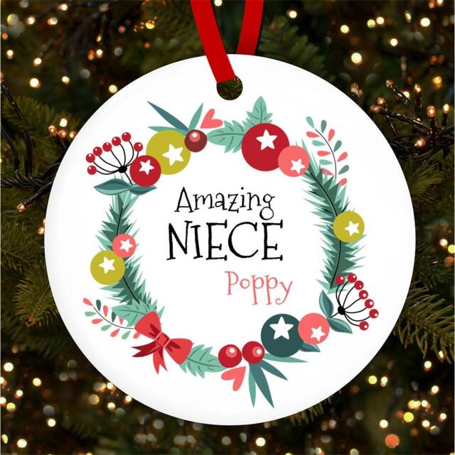 Amazing Niece Wreath Baubles Personalised Christmas Tree Ornament Decoration