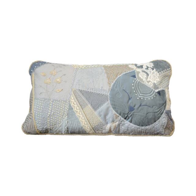 Crazy Patchwork Cat Pillow, Embroidered Fiber Art Accent - image 1