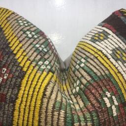 Vintage Turkish Kilim Pillow Cover, Handwoven Ethnic Cushion - 24x24 - thumbnail 2