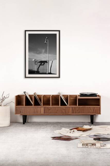 "Open Cabinet For Vinyl Records & Books Walnut ""Poppy" - image 1