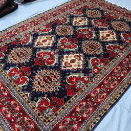 7x10 Navy Blue Floral Rug, Afghan Hand Knotted Organic Dyes Wool Area Geometric Kazak Design Turkmen Living Room Bedroom Rug - thumbnail 3