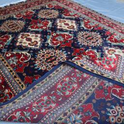 7x10 Navy Blue Floral Rug, Afghan Hand Knotted Organic Dyes Wool Area Geometric Kazak Design Turkmen Living Room Bedroom Rug - thumbnail 4