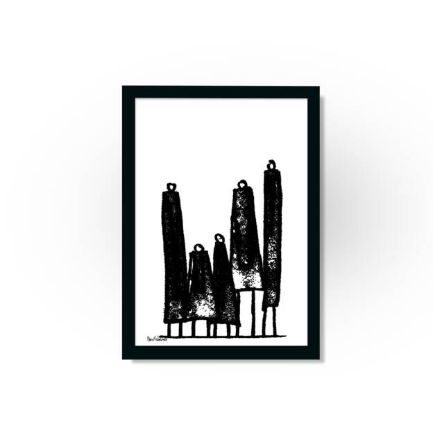 Framed Print, Black Abstract Art Africa Inspiration, Kitchen Wall Art, Bohemian Decor, Bedroom Original Gift - image 1