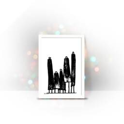 Framed Print, Black Abstract Art Africa Inspiration, Kitchen Wall Art, Bohemian Decor, Bedroom Original Gift - thumbnail 2