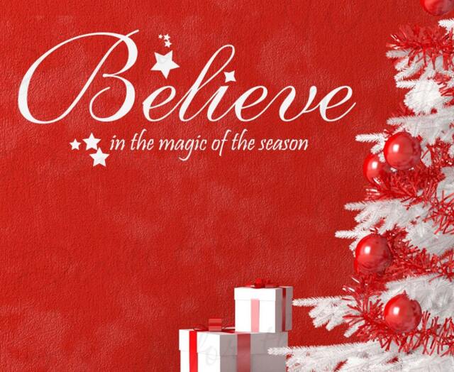 Believe Magic Season Christmas Religious God Christ Christian Bible Wall Decal Vinyl Quote Saying Lettering Sticker Graphic Decor Art C5 - image 1