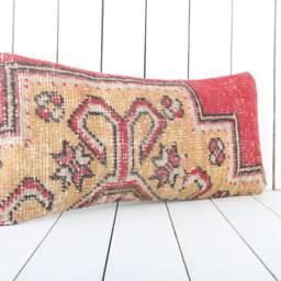 Vintage Turkish Kilim Lumbar Pillow Cover 12x24 Inch, Handmade - thumbnail 2