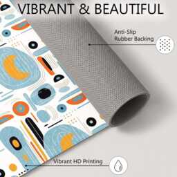 Light Blue Orange Retro Abstract Rug Non-Slip Soft Area Carpet Bedroom Living Room Hallway Mat Decor - Made in UK - thumbnail 4