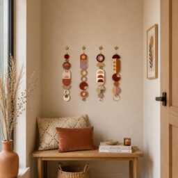 Premium Wall Hangings - Geometric Art Luxury Decor Mid-Century Home Slim Warm Colours Tapestry New Gift For Her - thumbnail 2