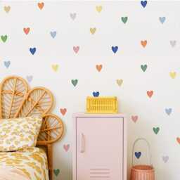 Watercolour Heart Wall Stickers - Fabric Peel & Stick Decal Set For Kids Room & Nursery - thumbnail 3