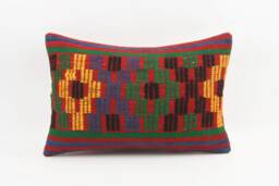 Handwoven Kilim Pillow Cover 16x24 Turkish Boho Cushion - thumbnail 1