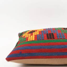 Handwoven Kilim Pillow Cover 16x24 Turkish Boho Cushion - thumbnail 4
