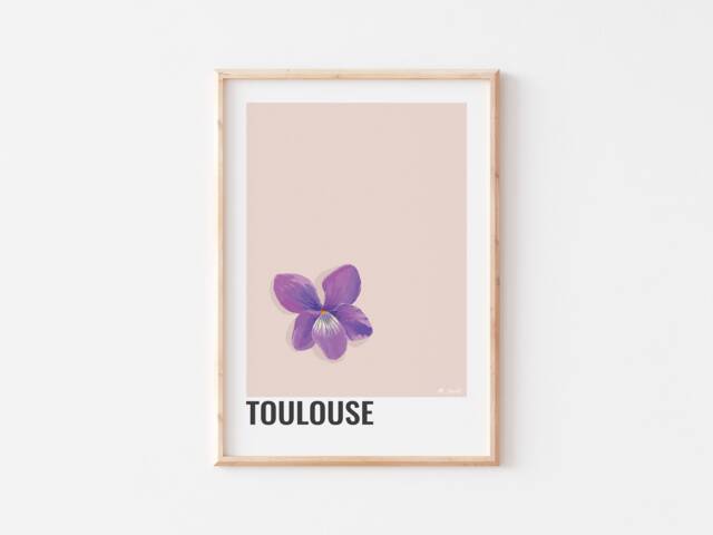 Toulouse Poster, Decorative Poster Of Toulouse Violets, Poster The City Toulouse, Illustration Flower - image 1