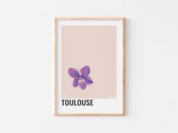Toulouse Poster, Decorative Poster Of Toulouse Violets, Poster The City Toulouse, Illustration Flower - thumbnail 1