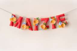 Floral Felt Baby Name Banner Anemone Nursery Decor - thumbnail 1