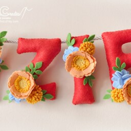 Floral Felt Baby Name Banner Anemone Nursery Decor - thumbnail 3