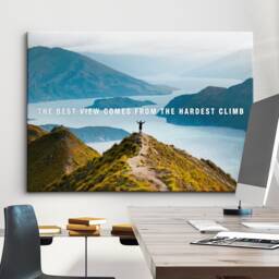 The Best View Comes From Hardest Climb Motivational Inspirational, Framed Canvas Wall Art Poster Print, Home Office & Room Decor, Gift - thumbnail 1