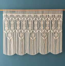 Macrame Curtain, Bedroom Headboard, Boho Tapestry, Rustic Valance, Large Wall Art, Room Decor Boho, Custom Mid Century Art C31 - thumbnail 1