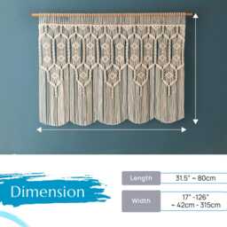 Macrame Curtain, Bedroom Headboard, Boho Tapestry, Rustic Valance, Large Wall Art, Room Decor Boho, Custom Mid Century Art C31 - thumbnail 3