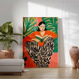 Book Art, Reading Poster, Retro Woman Print, Library Vintage Lovers Gift, Boho Wall Antique Art - thumbnail 3