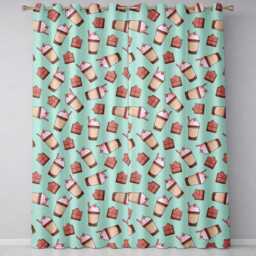 Cute Chocolate Milkshake Mint Background Sweet Drink Seamless Pattern Readymade Eyelet Ring Top Thermal 100% Blackout Curtains - thumbnail 2