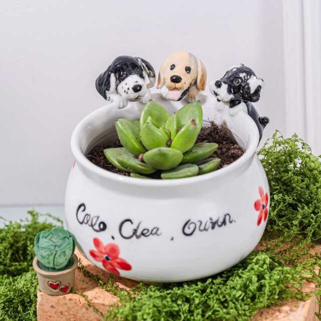 Custom Pet Succulent Planter, Handmade Ceramic Dog/Cat Flower Pot, Memorial Gift For Lovers, Wedding Bridesmaid Gift, Teacher Gift - image 1