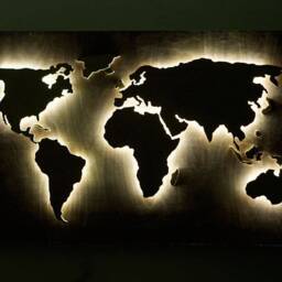 Led Wood World Map 3D Wall Art, Home Decor - thumbnail 4