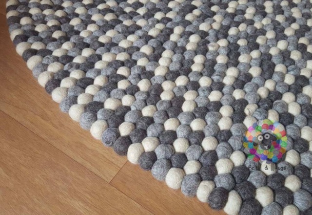 Natural Earth Tone Felt Ball Rug Handmade Wool Rug - image 1