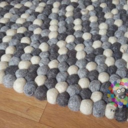 Natural Earth Tone Felt Ball Rug Handmade Wool Rug - thumbnail 3
