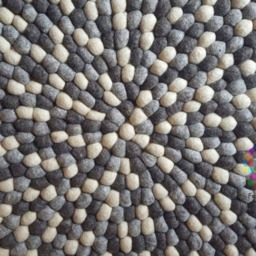 Natural Earth Tone Felt Ball Rug Handmade Wool Rug - thumbnail 4