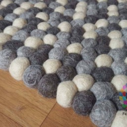 Natural Earth Tone Felt Ball Rug Handmade Wool Rug - thumbnail 2