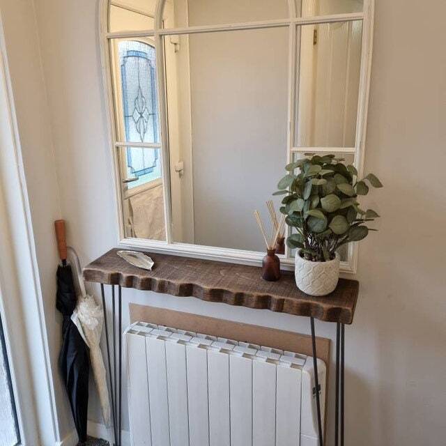 Live Edge Console Table With Hairpin Legs, Wooden Rustic Hallway UK 48 Hours Dispatch/48 Delivery Radiator Shelf - image 1