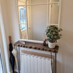 Live Edge Console Table With Hairpin Legs, Wooden Rustic Hallway UK 48 Hours Dispatch/48 Delivery Radiator Shelf - thumbnail 1