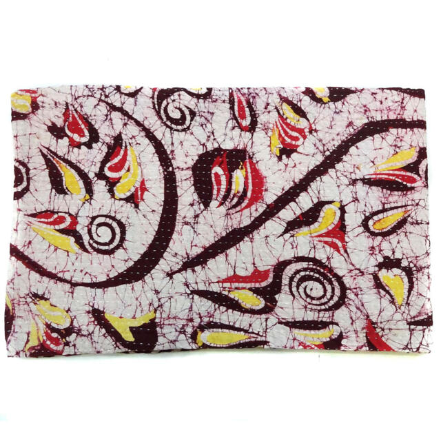 Handmade Twin Kantha Quilt Indian Cotton Bedspread Blanket - image 1