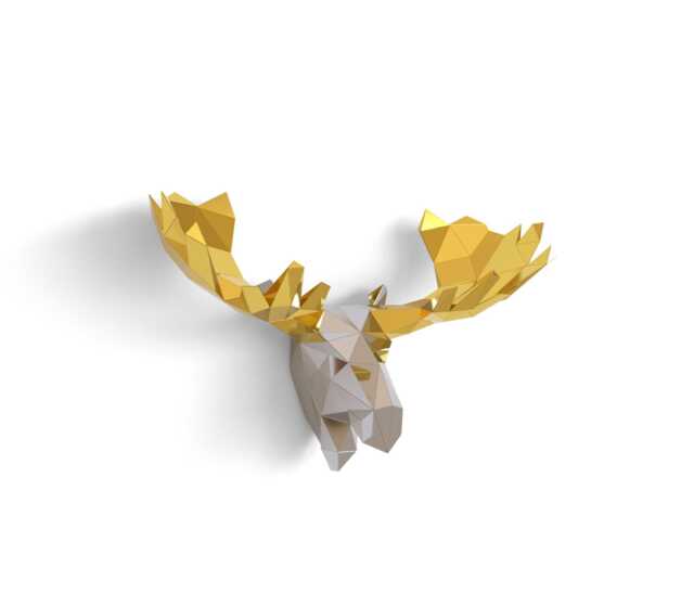 Diy Metallic Moose Head Papercraft Kit - 3D Low Poly Wall Decor - image 1
