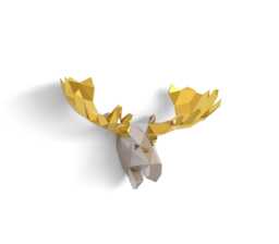 Diy Metallic Moose Head Papercraft Kit - 3D Low Poly Wall Decor - thumbnail 1